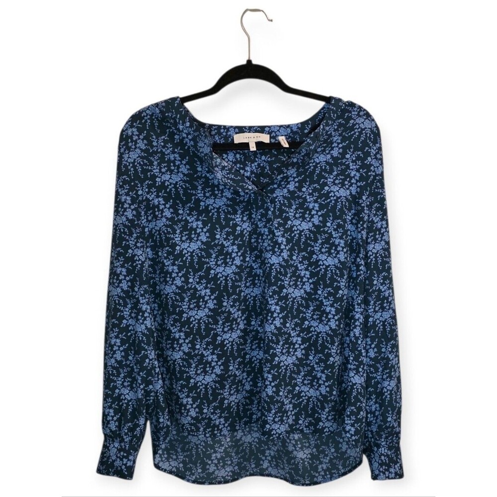 Lark & Ro Floral Popover Blouse Size 14 Long Sleeve - Picture 2 of 5